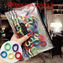 Load image into Gallery viewer, 50/100 Cái/bộ Bé Gái Nhiều Màu Sắc Nylon Nhỏ Thun Cột Tóc Trẻ Em Đuôi Ngựa Giá Đỡ Dây Cao Su Đầu Tóc Trẻ Em Phụ Kiện
