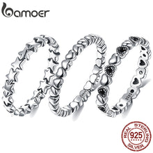 Chargez l'image dans la visionneuse de la galerie, Thoi test Chính Hãng Nữ Bạc 925 Xếp Chồng Nhẫn Đứng Trái Tim Đen CZ Ngón Tay Cho Nữ, Nhẫn Nữ Kỷ Niệm Ngày Cưới Trang Sức Anel SCR140