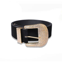Load image into Gallery viewer, Cinturon Mujer Luxe Designer Grote Strass Riemen Voor Vrouwen Zwart Lederen Taille Sieraden Gouden Ketting Riem Strass Diamant Mode