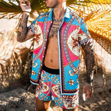 Load image into Gallery viewer, Hawaiian Set Mens Printing Set Short Sleeve Summer Casual Floral Shirt Beach Two Piece Suit 2021 New Fashion Men Sets M-3XL