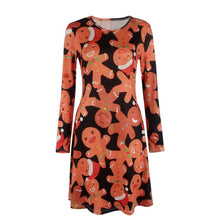 Chargez l'image dans la visionneuse de la galerie, Large Size Print Dress For Women 2020 Autumn New Christmas Cartoon Casual Dresses Long Sleeve Mini Dress Plus Size S-5XL On Sale