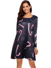Chargez l'image dans la visionneuse de la galerie, Large Size Print Dress For Women 2020 Autumn New Christmas Cartoon Casual Dresses Long Sleeve Mini Dress Plus Size S-5XL On Sale