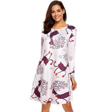 Chargez l'image dans la visionneuse de la galerie, Large Size Print Dress For Women 2020 Autumn New Christmas Cartoon Casual Dresses Long Sleeve Mini Dress Plus Size S-5XL On Sale