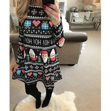 Chargez l'image dans la visionneuse de la galerie, Large Size Print Dress For Women 2020 Autumn New Christmas Cartoon Casual Dresses Long Sleeve Mini Dress Plus Size S-5XL On Sale
