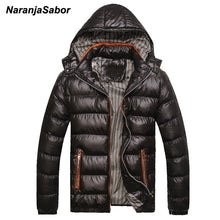 Chargez l'image dans la visionneuse de la galerie, Naranjasabor 2020 casacos masculinos de inverno quente grosso jaquetas masculinas acolchoadas casuais com capuz parkas homens casacos de marca 5xl