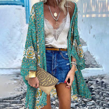 Chargez l'image dans la visionneuse de la galerie, ZANZEA Women Cardigan Summer Open Front Bohemian Floral Printed Blouse Kimono Casual Loose Beach Tops Vintage Long Sleeve Blusas