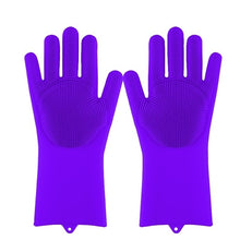Chargez l'image dans la visionneuse de la galerie, Magic Silicone Dishwashing Scrubber Dish Washing Sponge Rubber Scrub Gloves Kitchen Cleaning 1 Pair