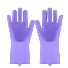 Chargez l'image dans la visionneuse de la galerie, Magic Silicone Dishwashing Scrubber Dish Washing Sponge Rubber Scrub Gloves Kitchen Cleaning 1 Pair