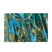 Load image into Gallery viewer, Boho Chic Vintage Phoenix Bird Print Korte Top Vrouwen Nieuwe Mode Ongedwongen Strikje Enkele Breasted Strand Blouses Mujer De moda
