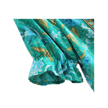 Load image into Gallery viewer, Boho Chic Vintage Phoenix Bird Print Korte Top Vrouwen Nieuwe Mode Ongedwongen Strikje Enkele Breasted Strand Blouses Mujer De moda
