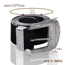 Load image into Gallery viewer, Cinturon Mujer Luxe Designer Grote Strass Riemen Voor Vrouwen Zwart Lederen Taille Sieraden Gouden Ketting Riem Strass Diamant Mode
