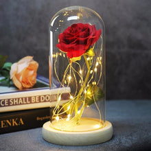 이미지를 갤러리 뷰어에 로드 , &lt;transcy&gt;La Bella y La Bestia rosa en el matraz Rosa LED flor luz negro Base cúpula de cristal mejor para el día de la madre regalo del Día de San Valentín&lt;/transcy&gt;
