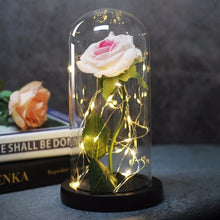 이미지를 갤러리 뷰어에 로드 , &lt;transcy&gt;La Bella y La Bestia rosa en el matraz Rosa LED flor luz negro Base cúpula de cristal mejor para el día de la madre regalo del Día de San Valentín&lt;/transcy&gt;
