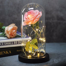 이미지를 갤러리 뷰어에 로드 , &lt;transcy&gt;La Bella y La Bestia rosa en el matraz Rosa LED flor luz negro Base cúpula de cristal mejor para el día de la madre regalo del Día de San Valentín&lt;/transcy&gt;
