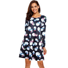 Chargez l&#39;image dans la visionneuse de la galerie, Large Size Print Dress For Women 2020 Autumn New Christmas Cartoon Casual Dresses Long Sleeve Mini Dress Plus Size S-5XL On Sale
