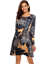 Chargez l&#39;image dans la visionneuse de la galerie, Large Size Print Dress For Women 2020 Autumn New Christmas Cartoon Casual Dresses Long Sleeve Mini Dress Plus Size S-5XL On Sale
