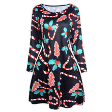 Chargez l&#39;image dans la visionneuse de la galerie, Large Size Print Dress For Women 2020 Autumn New Christmas Cartoon Casual Dresses Long Sleeve Mini Dress Plus Size S-5XL On Sale
