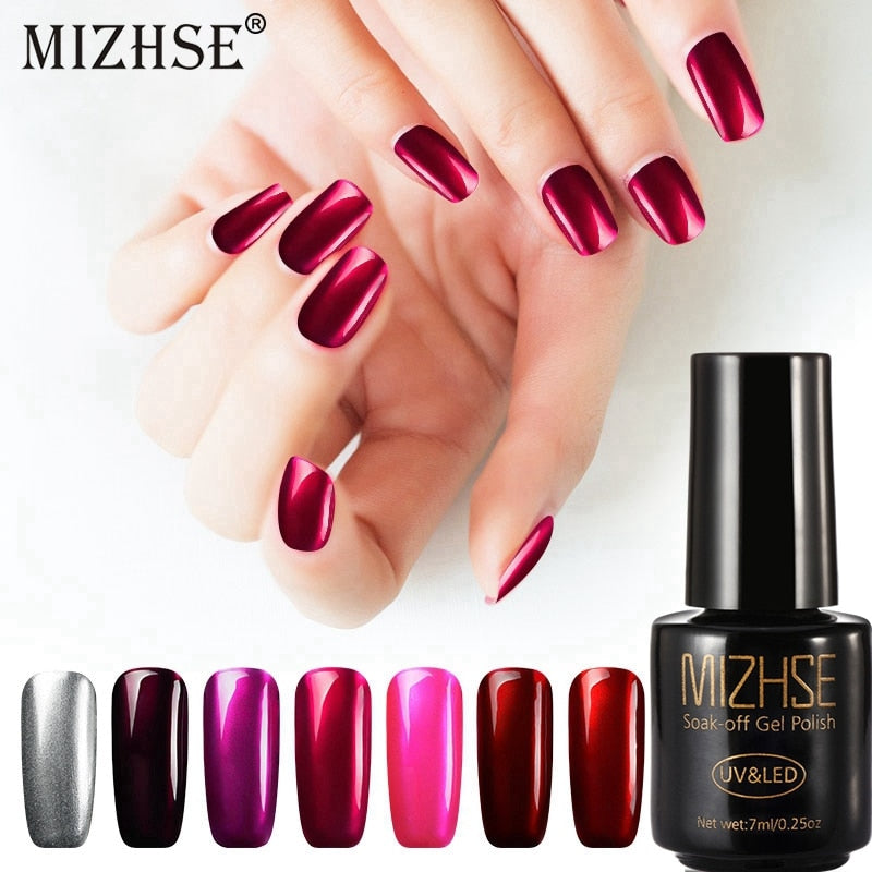 MIZHSE Titanium Red Gel Varnish Mirror Metal Bright Rose Red Mirror Nail Glue Gel polish UV Gel Nail Lacquer Red Metal Titanium