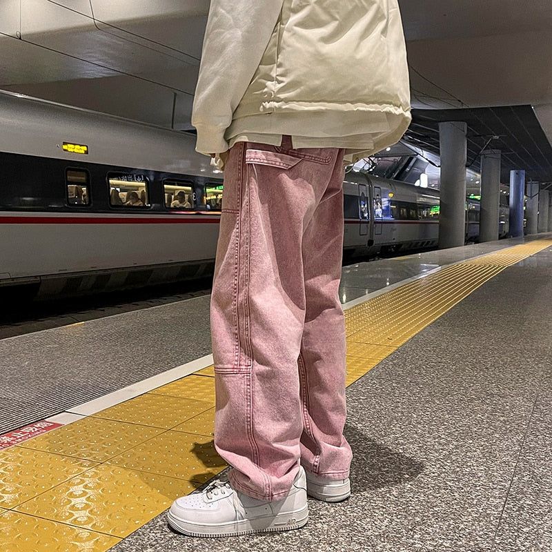 Men Jeans Fashion New Loose Straight Jeans Pants Man Casual Baggy Neutral Denim Trousers hip hop Men's Women's Pants Cargo Pants