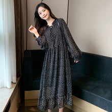 Chargez l&#39;image dans la visionneuse de la galerie, New 2020 Autumn Plus Size 4XL Dress Women Print Dot Bohemian Ruffles Vestidos Belt Patchwork Dress Bow Long Sleeve Robe Clothes
