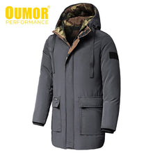 Load image into Gallery viewer, Oumor 8XL Men Winter New Long Casual Camouflage Hooded Jacket Parkas Men Outdoor Fashion Warm Thick Pockets Army Coat Parkas Men
