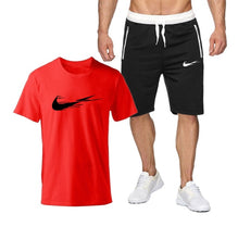 Load image into Gallery viewer, Summer Tracksuit Men Fashion Casual Sets Fitness exercise training jogging clothes Mens Quick Drying T Shirt+Shorts 2-piece set
