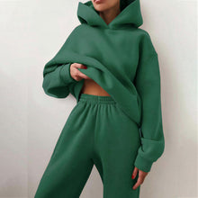 Load image into Gallery viewer, Women&#39;s Tracksuit Casual Solid Long Sleeve Hooded Sport Suits Autumn Warm Hoodie Sweatshirts and Long Pant Fleece Two Piece Sets
