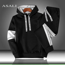 Chargez l&#39;image dans la visionneuse de la galerie, Sets Tracksuit Men Autumn Winter Hooded Sweatshirt Drawstring Outfit Sportswear 2019 Male Suit Pullover Two Piece Set Casual
