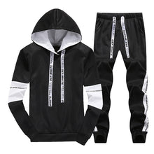 Chargez l&#39;image dans la visionneuse de la galerie, Sets Tracksuit Men Autumn Winter Hooded Sweatshirt Drawstring Outfit Sportswear 2019 Male Suit Pullover Two Piece Set Casual
