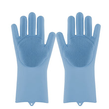 Chargez l&#39;image dans la visionneuse de la galerie, Magic Silicone Dishwashing Scrubber Dish Washing Sponge Rubber Scrub Gloves Kitchen Cleaning 1 Pair
